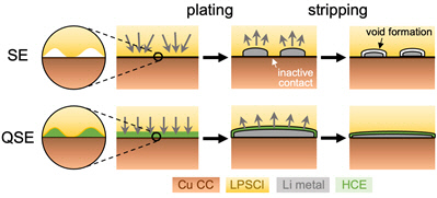 리튬 증착 및 탈착 메커니즘 관련 도식